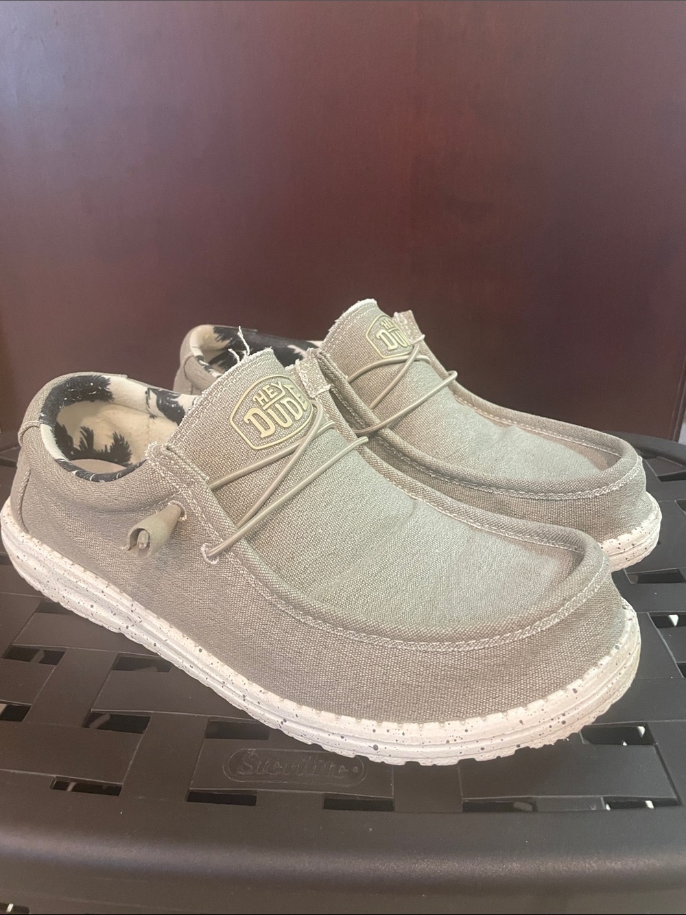 Hey Dude Men’s Wally Slip-Ons in Light Gray Canvas